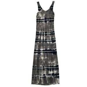 Enza Costa Tie Dye Ribbed Tank Maxi Dress Gray Blue Women Medium Resort